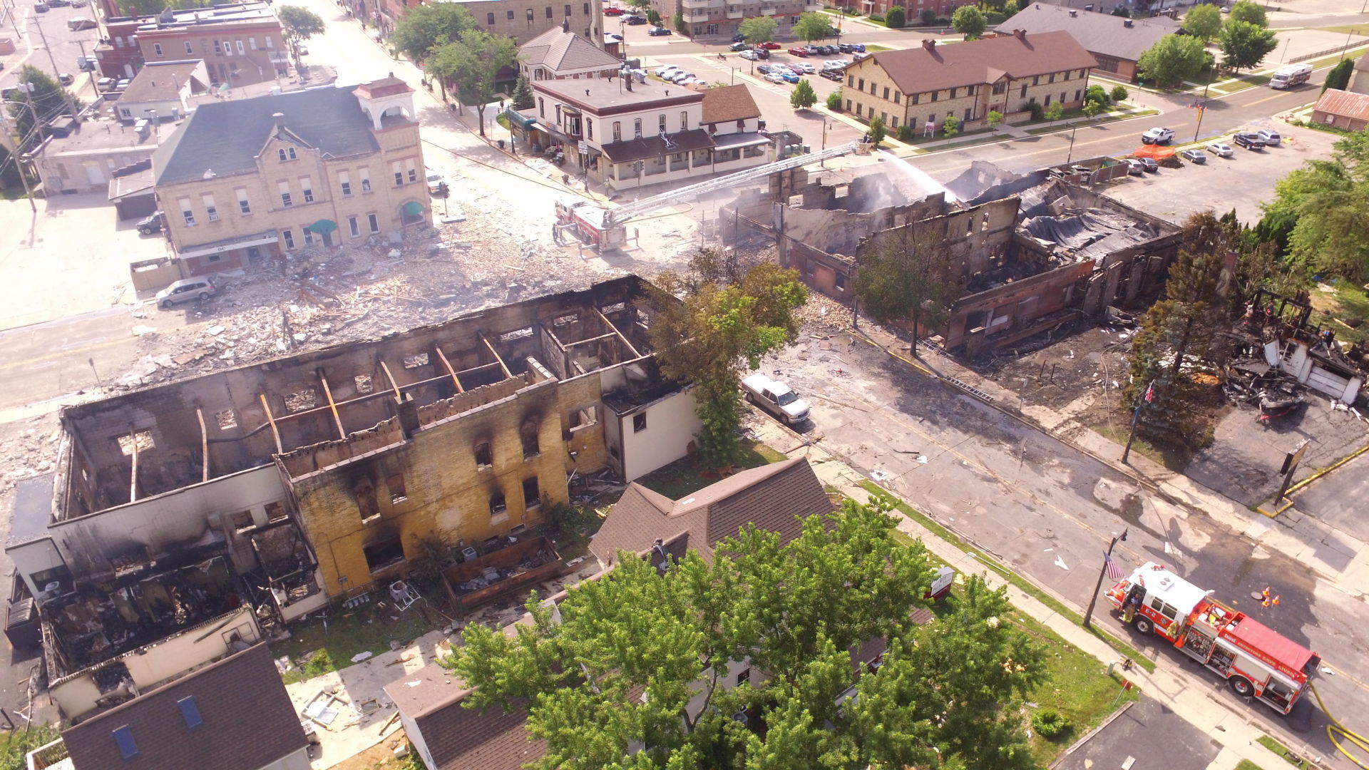 View of explosion site from a drone